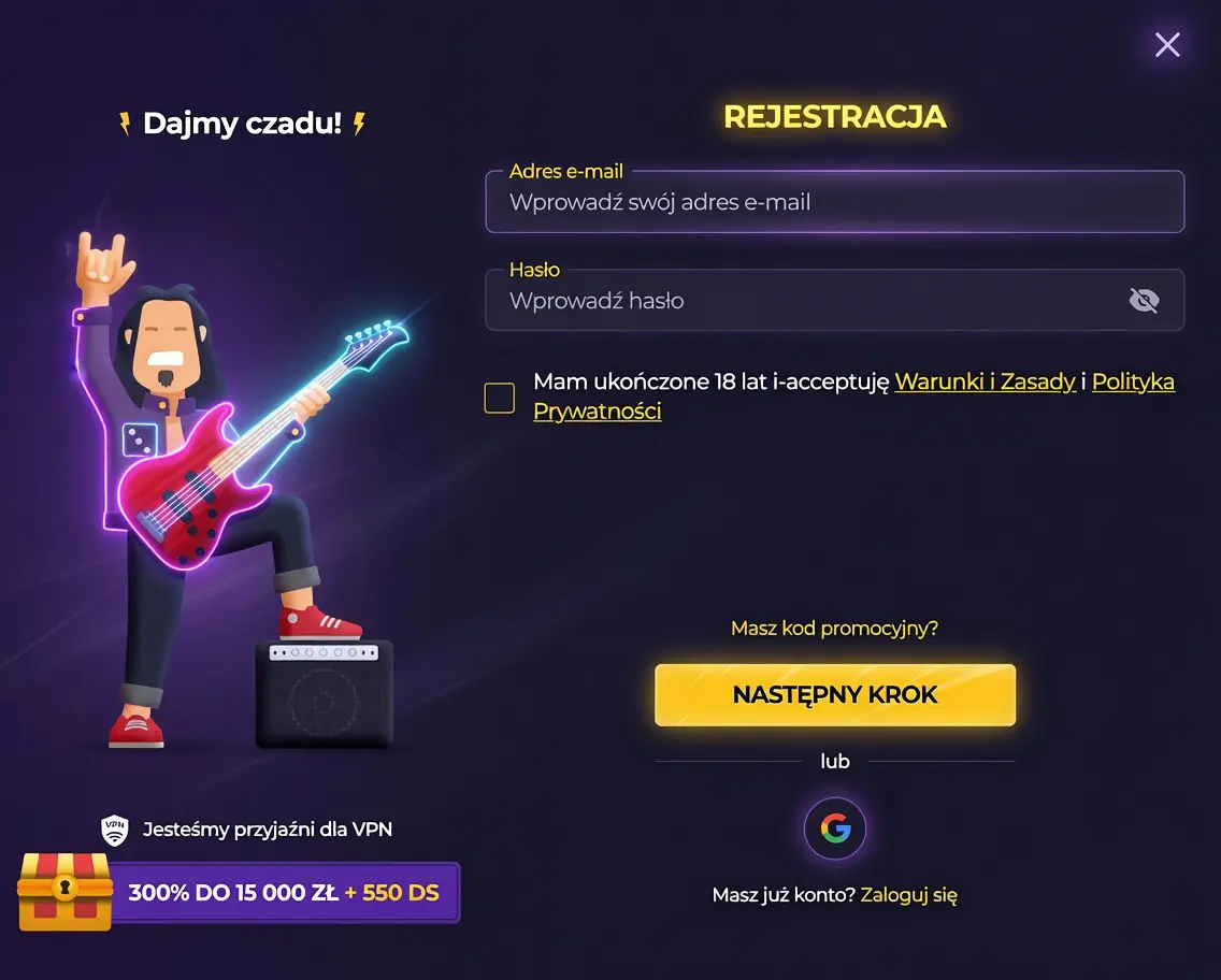 Rejestracja w kasynie Rolling Slots