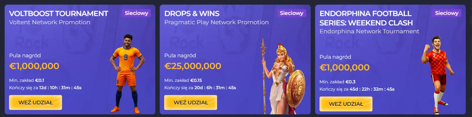 Turnieje w kasynie Rolling Slots